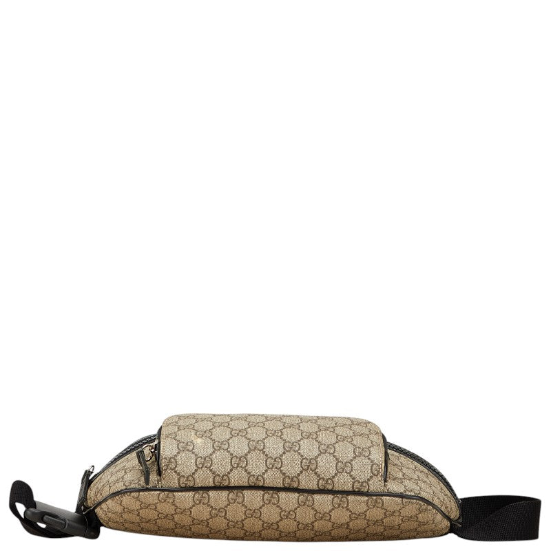 グッチ GGスプリーム ウエストバッグ 450946 ベージュ ブラック PVC レザー レディース GUCCI 【中古】
