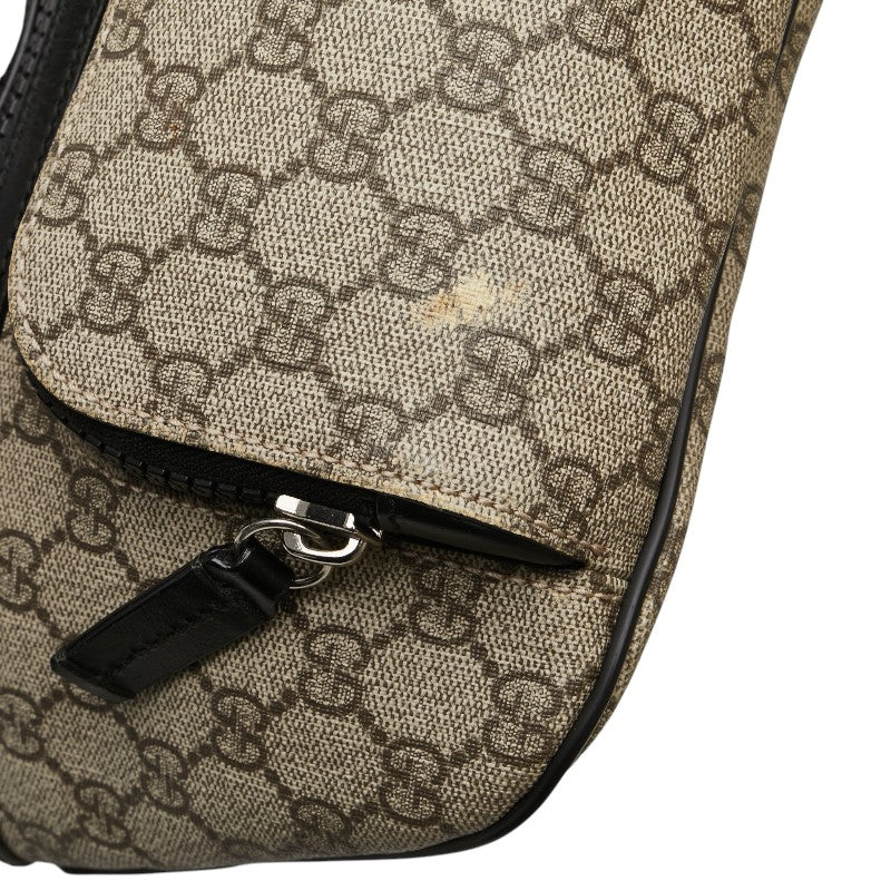 グッチ GGスプリーム ウエストバッグ 450946 ベージュ ブラック PVC レザー レディース GUCCI 【中古】