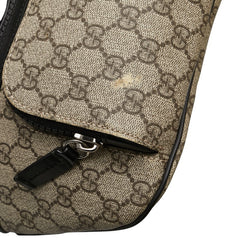 グッチ GGスプリーム ウエストバッグ 450946 ベージュ ブラック PVC レザー レディース GUCCI 【中古】