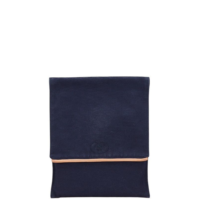 エルメス ボリード トラベルポーチ ポーチ ダークネイビー ブラウン コットン レディース HERMES 【中古】