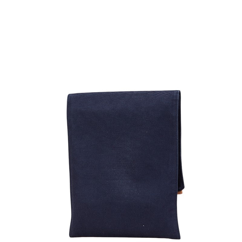 エルメス ボリード トラベルポーチ ポーチ ダークネイビー ブラウン コットン レディース HERMES 【中古】