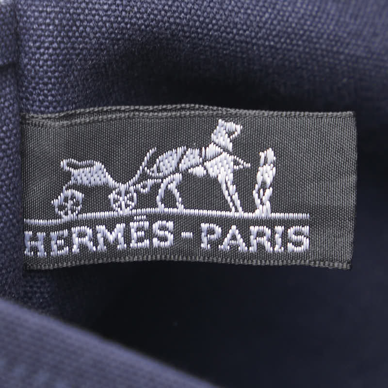 エルメス ボリード トラベルポーチ ポーチ ダークネイビー ブラウン コットン レディース HERMES 【中古】
