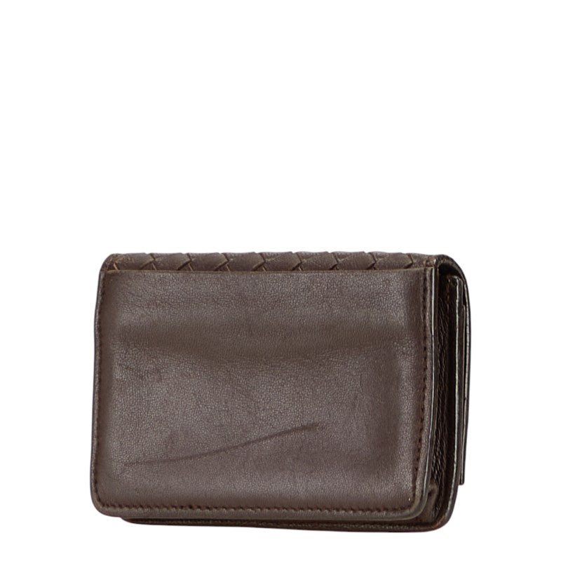 ボッテガヴェネタ イントレチャート カードケース 名刺入れ ブラウン レザー レディース BOTTEGAVENETA 【中古】