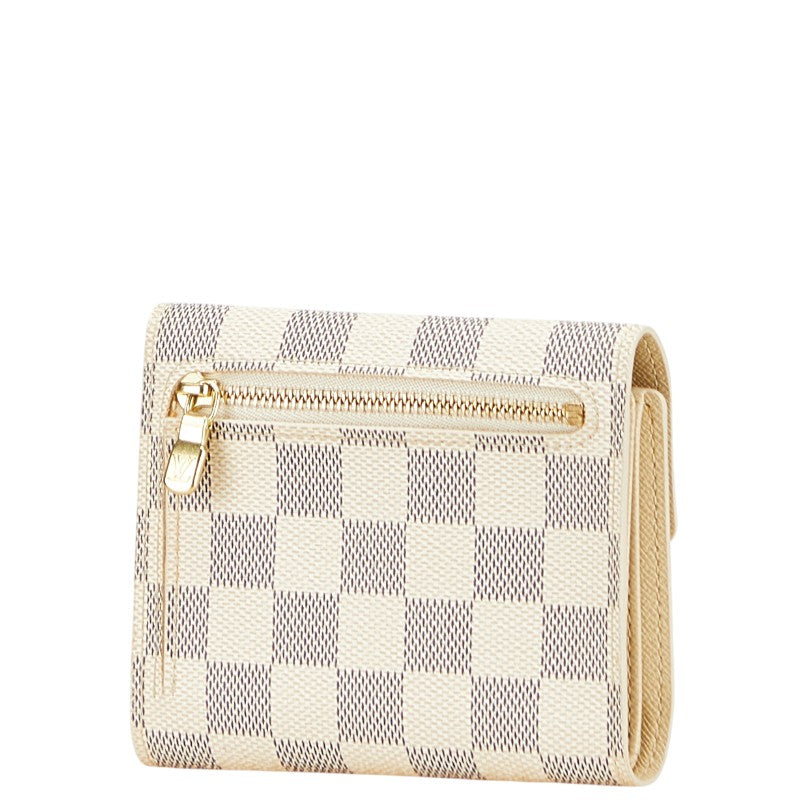 ルイ ヴィトン ダミエ アズール ポルト フォイユ コアラ 三つ折り財布 N60013 ホワイト PVC レザー レディース LOUIS VUITTON 【中古】