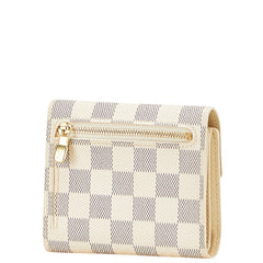 ルイ ヴィトン ダミエ アズール ポルト フォイユ コアラ 三つ折り財布 N60013 ホワイト PVC レザー レディース LOUIS VUITTON 【中古】
