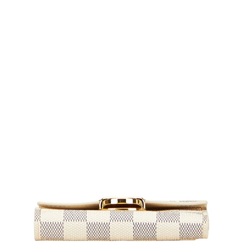 ルイ ヴィトン ダミエ アズール ポルト フォイユ コアラ 三つ折り財布 N60013 ホワイト PVC レザー レディース LOUIS VUITTON 【中古】