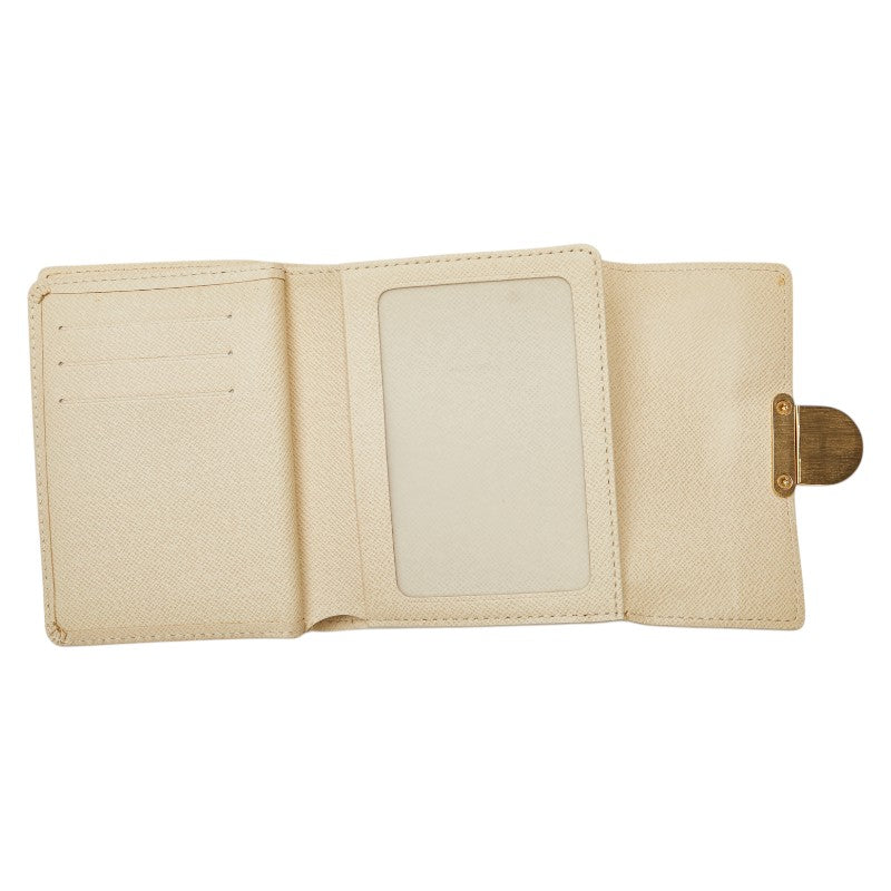 ルイ ヴィトン ダミエ アズール ポルト フォイユ コアラ 三つ折り財布 N60013 ホワイト PVC レザー レディース LOUIS VUITTON 【中古】