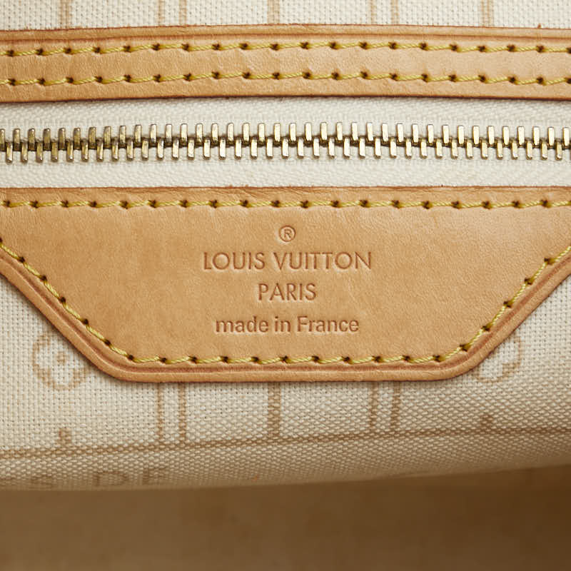 ルイ ヴィトン ダミエ アズール ネヴァーフルPM トートバッグ N51110 ホワイト PVC レザー レディース LOUIS VUITTON 【中古】