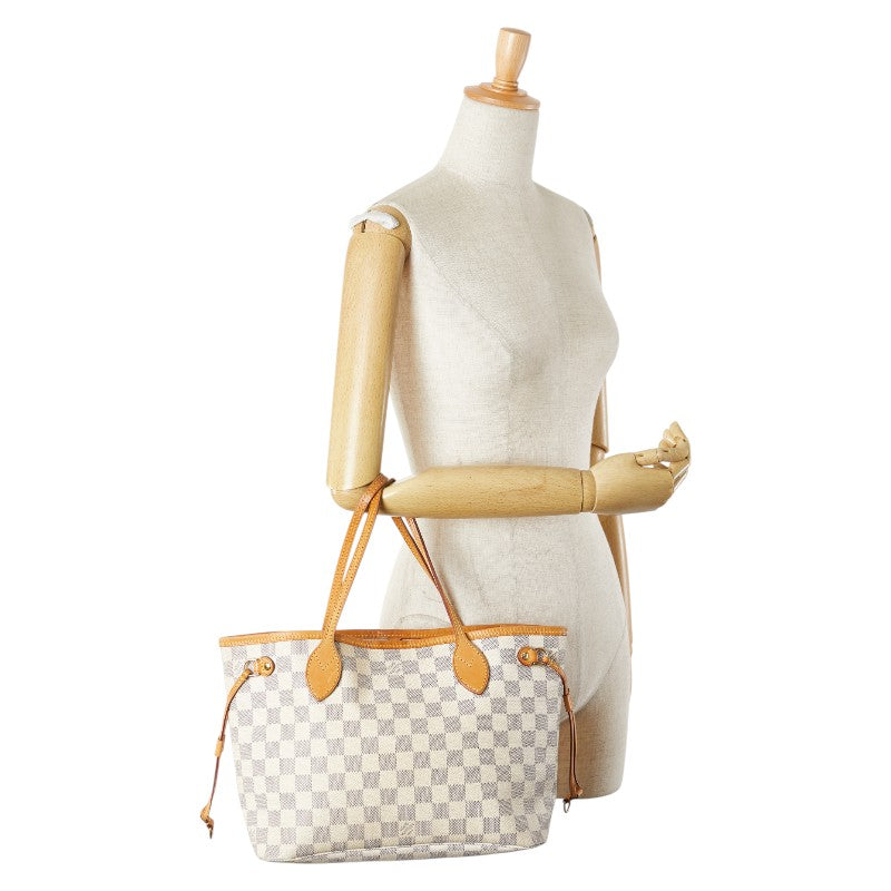 ルイ ヴィトン ダミエ アズール ネヴァーフルPM トートバッグ N51110 ホワイト PVC レザー レディース LOUIS VUITTON 【中古】