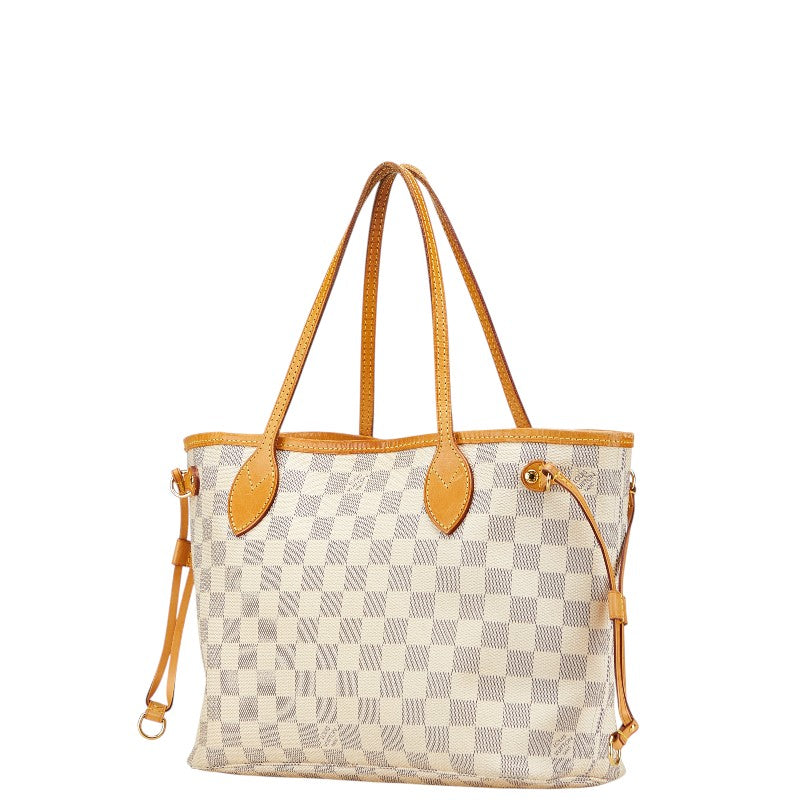 ルイ ヴィトン ダミエ アズール ネヴァーフルPM トートバッグ N51110 ホワイト PVC レザー レディース LOUIS VUITTON 【中古】