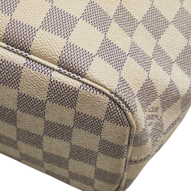 ルイ ヴィトン ダミエ アズール ネヴァーフルPM トートバッグ N51110 ホワイト PVC レザー レディース LOUIS VUITTON 【中古】