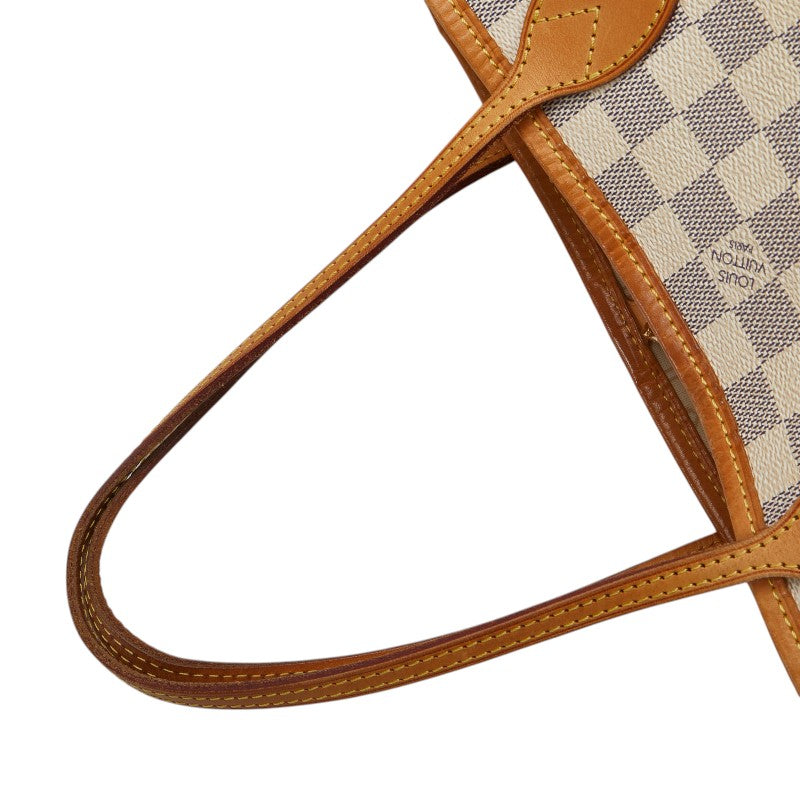 ルイ ヴィトン ダミエ アズール ネヴァーフルPM トートバッグ N51110 ホワイト PVC レザー レディース LOUIS VUITTON 【中古】