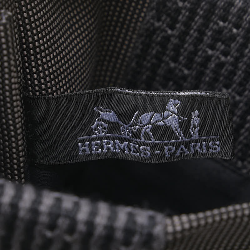 エルメス エールライン 斜め掛け ショルダーバッグ ポシェット グレー ブラック キャンバス レディース HERMES 【中古】