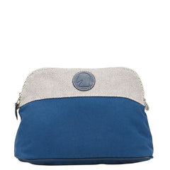 エルメス ボリードポーチ25 ポーチ 小物入れ ブルー ホワイト キャンバス レザー レディース HERMES 【中古】