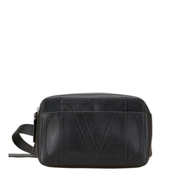 ヴァレンティノ Vロゴ ボディバッグ ウエストバッグ ブラック レザー レディース VALENTINO 【中古】