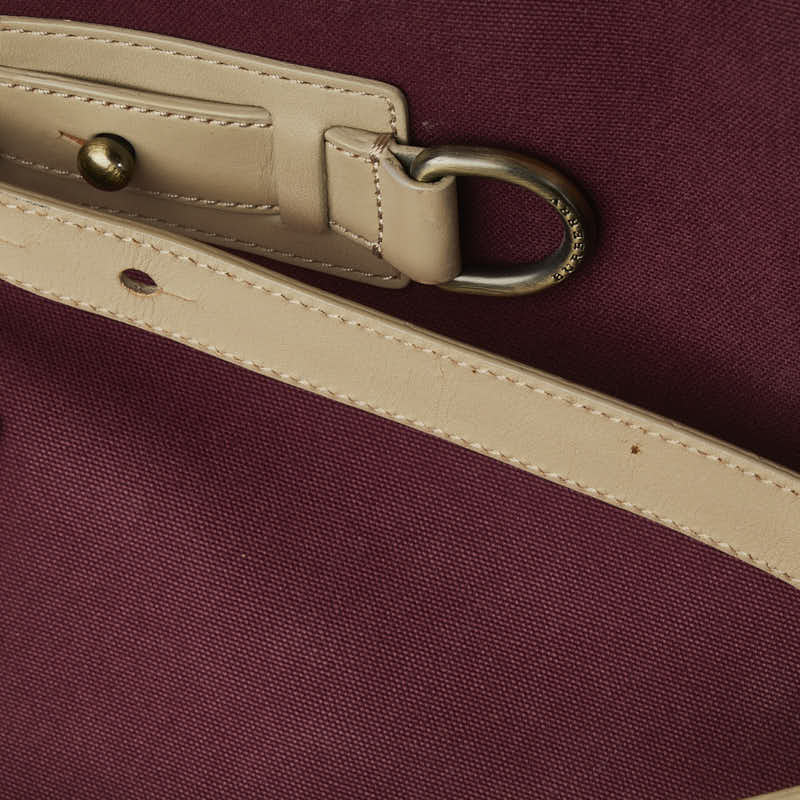 バーバリー チェック ハンドバッグ トートバッグ パープル ベージュ キャンバス レザー レディース BURBERRY 【中古】