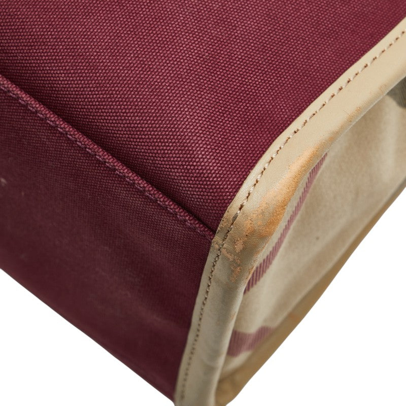 バーバリー チェック ハンドバッグ トートバッグ パープル ベージュ キャンバス レザー レディース BURBERRY 【中古】