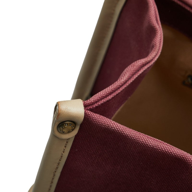 バーバリー チェック ハンドバッグ トートバッグ パープル ベージュ キャンバス レザー レディース BURBERRY 【中古】