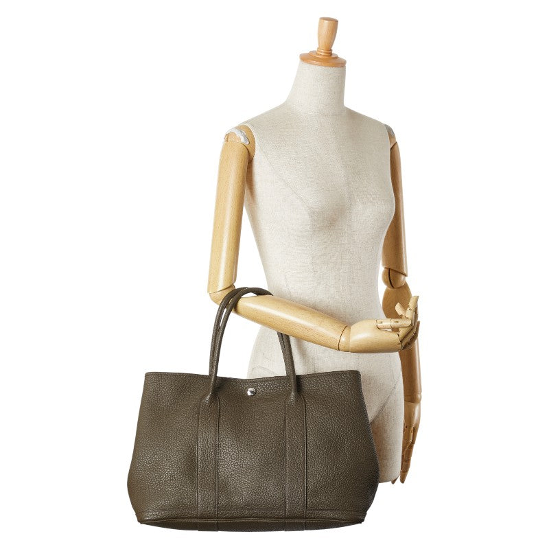 エルメス ガーデンパーティPM トートバッグ ハンドバッグ カーキ系 ネゴンダ レディース HERMES 【中古】