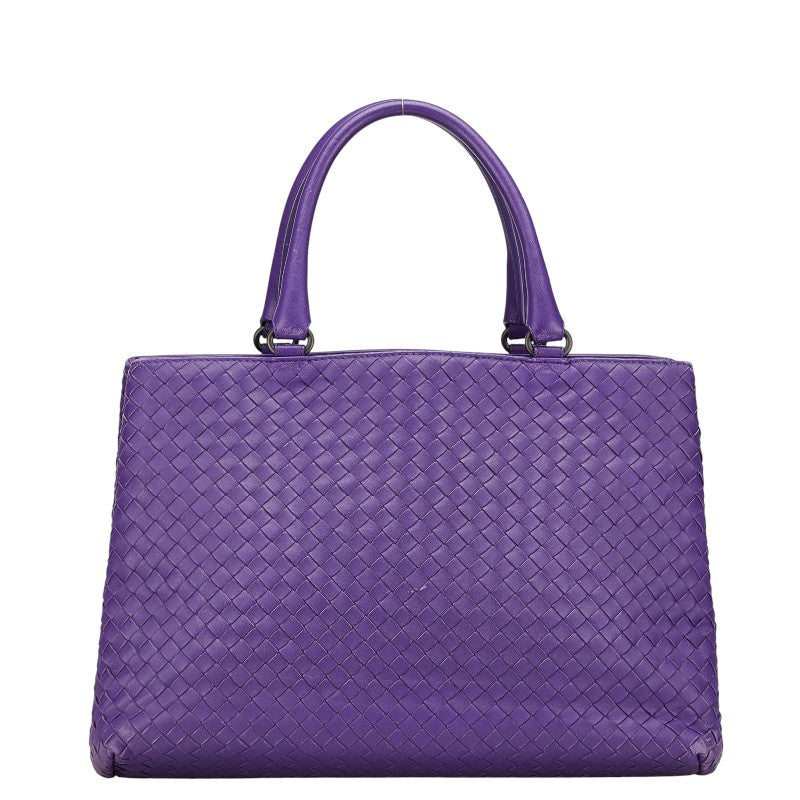 ボッテガヴェネタ イントレチャート ハンドバッグ トートバッグ パープル レザー レディース BOTTEGAVENETA 【中古】