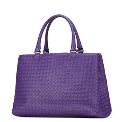 ボッテガヴェネタ イントレチャート ハンドバッグ トートバッグ パープル レザー レディース BOTTEGAVENETA 【中古】