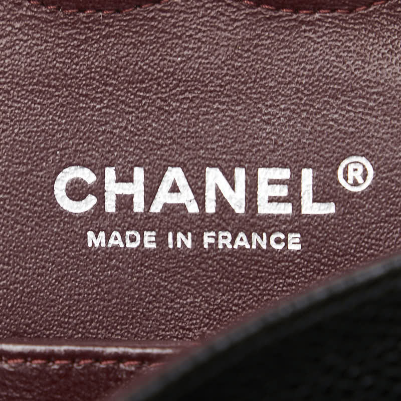 シャネル ココマーク マトラッセ25 ダブルフラップ チェーン ショルダーバッグ ブラック キャビアスキン レディース CHANEL 【中古】
