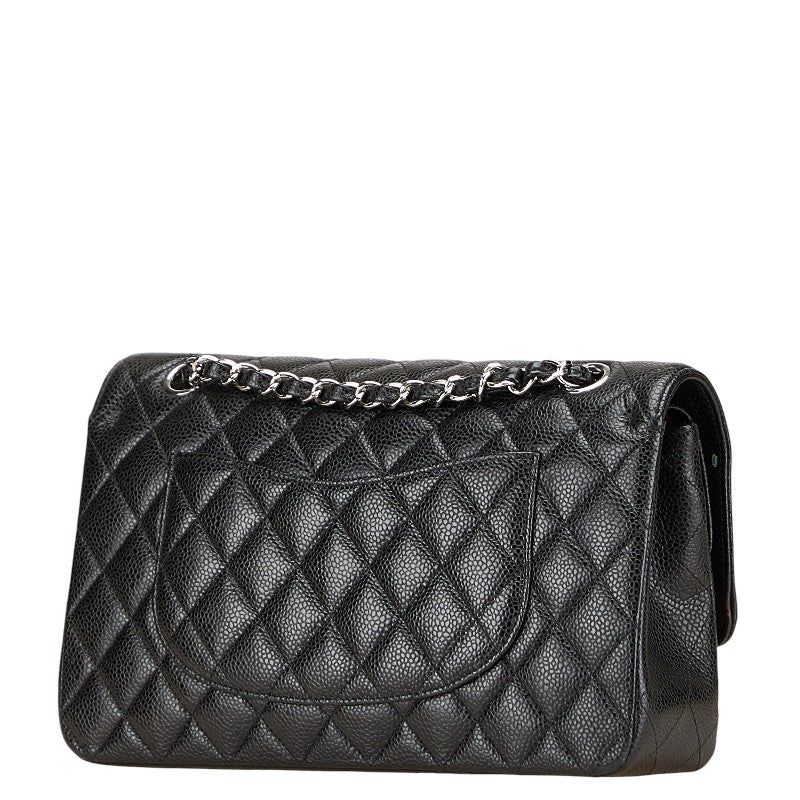 シャネル ココマーク マトラッセ25 ダブルフラップ チェーン ショルダーバッグ ブラック キャビアスキン レディース CHANEL 【中古】