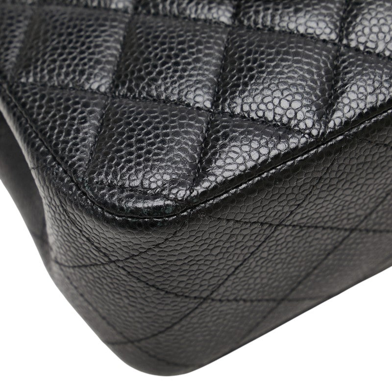 シャネル ココマーク マトラッセ25 ダブルフラップ チェーン ショルダーバッグ ブラック キャビアスキン レディース CHANEL 【中古】