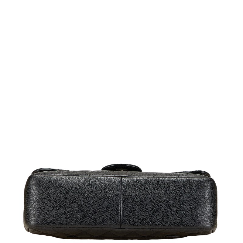 シャネル ココマーク マトラッセ30 ダブルフラップ チェーン ショルダーバッグ ブラック キャビアスキン レディース CHANEL 【中古】