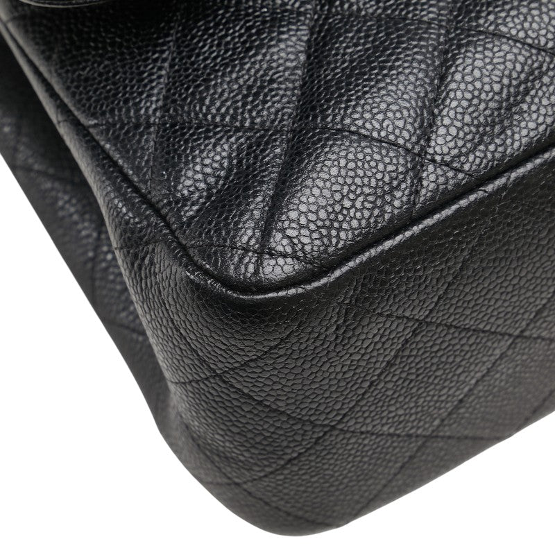 シャネル ココマーク マトラッセ30 ダブルフラップ チェーン ショルダーバッグ ブラック キャビアスキン レディース CHANEL 【中古】
