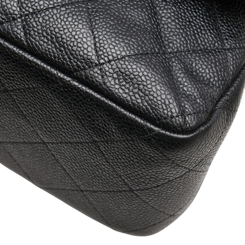 シャネル ココマーク マトラッセ30 ダブルフラップ チェーン ショルダーバッグ ブラック キャビアスキン レディース CHANEL 【中古】