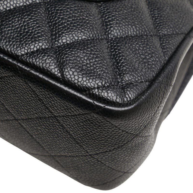 シャネル ココマーク マトラッセ30 ダブルフラップ チェーン ショルダーバッグ ブラック キャビアスキン レディース CHANEL 【中古】