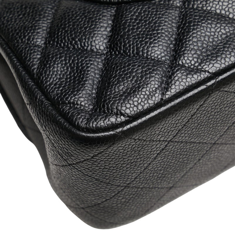 シャネル ココマーク マトラッセ30 ダブルフラップ チェーン ショルダーバッグ ブラック キャビアスキン レディース CHANEL 【中古】