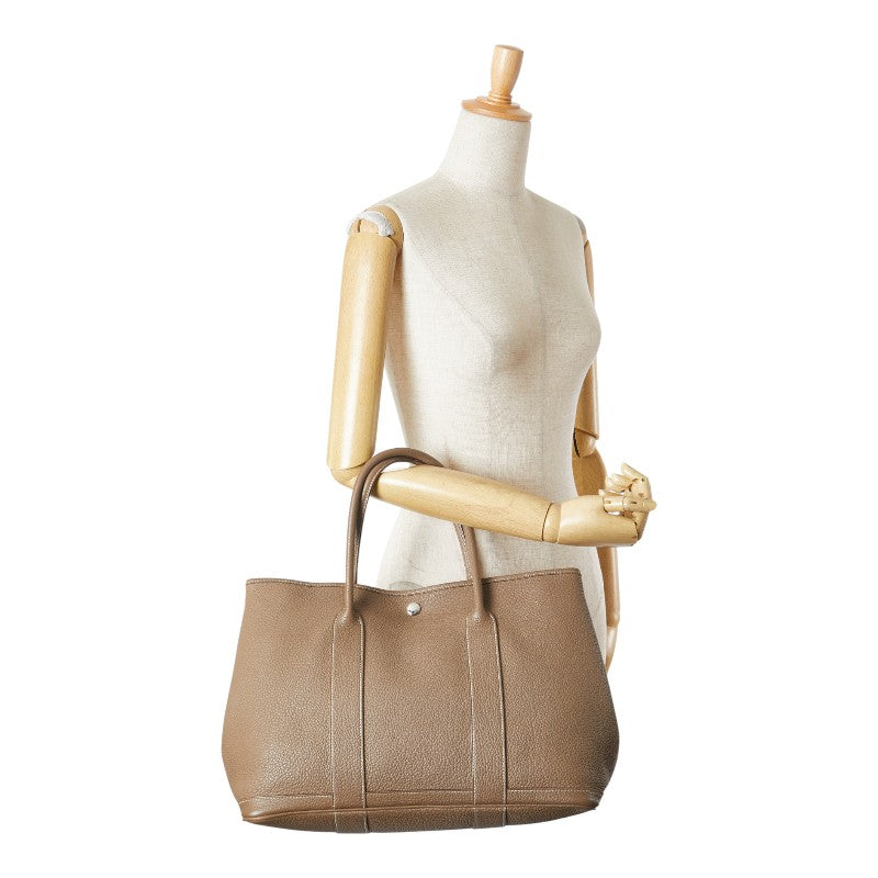 エルメス ガーデンパーティPM トートバッグ ハンドバッグ エトゥープ ブラウン ネゴンダ レディース HERMES 【中古】