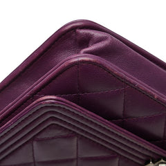 シャネル ボーイシャネル ココマーク 斜め掛け チェーンウォレット ショルダーバッグ パープル ラムスキン レディース CHANEL 【中古】