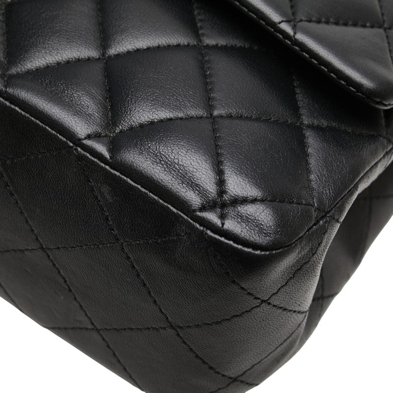 シャネル マトラッセ25 ダブルフラップ ココマーク チェーン ショルダーバッグ ブラック ラムスキン レディース CHANEL 【中古】