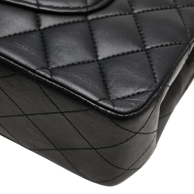 シャネル マトラッセ25 ダブルフラップ ココマーク チェーン ショルダーバッグ ブラック ラムスキン レディース CHANEL 【中古】