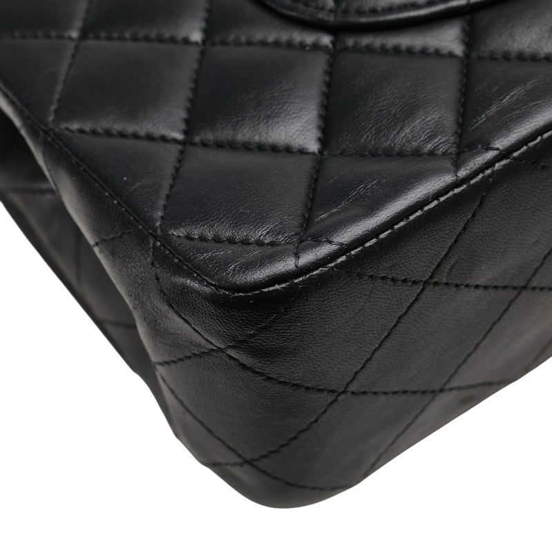 シャネル マトラッセ25 ダブルフラップ ココマーク チェーン ショルダーバッグ ブラック ラムスキン レディース CHANEL 【中古】