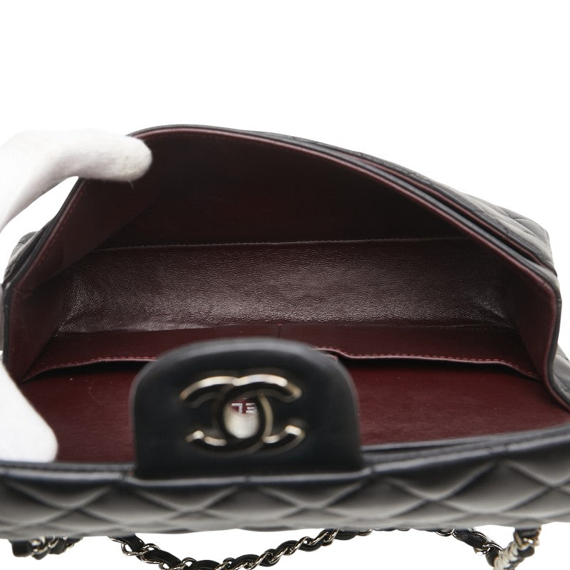 シャネル マトラッセ25 ダブルフラップ ココマーク チェーン ショルダーバッグ ブラック ラムスキン レディース CHANEL 【中古】
