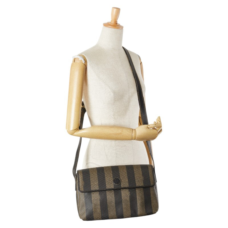 フェンディ ペカン 斜め掛け ショルダーバッグ ブラウン ブラック PVC レザー レディース FENDI 【中古】