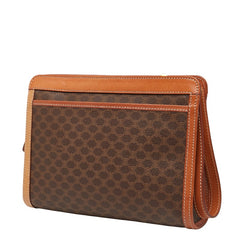 セリーヌ マカダム クラッチバッグ ブラウン PVC レザー レディース CELINE 【中古】