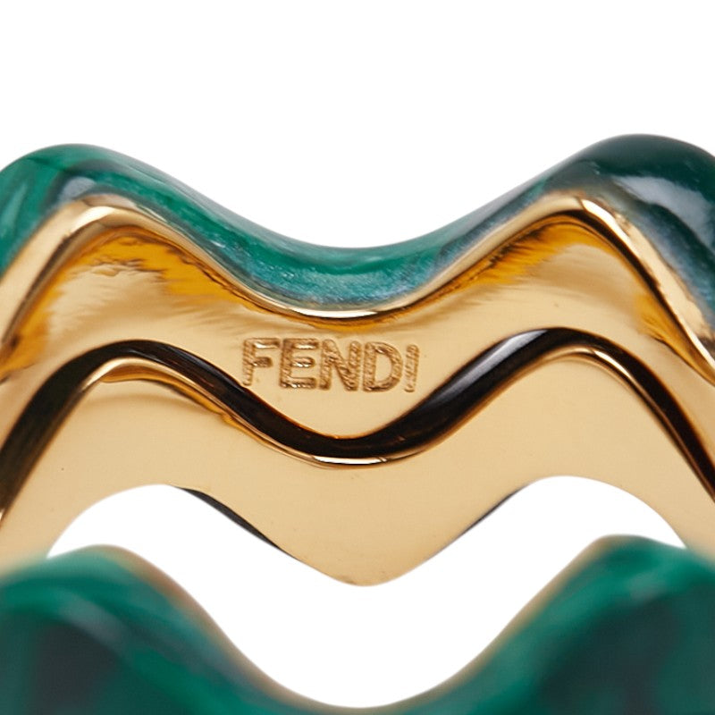 フェンディ リング 指輪 3点セット サイズ：S ゴールド グリーン ブラック ライトブルー メッキ レディース FENDI 【中古】