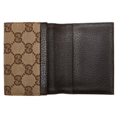 グッチ GGキャンバス カードケース パスケース 120965 ベージュ ブラウン キャンバス レザー レディース GUCCI 【中古】