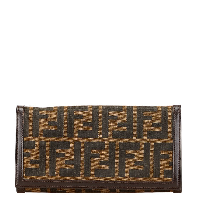 フェンディ ズッカ 長財布 30851 ブラウン キャンバス レザー レディース FENDI 【中古】