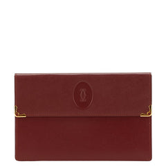 カルティエ マストライン ポーチ ワインレッド ボルドー レザー レディース CARTIER 【中古】