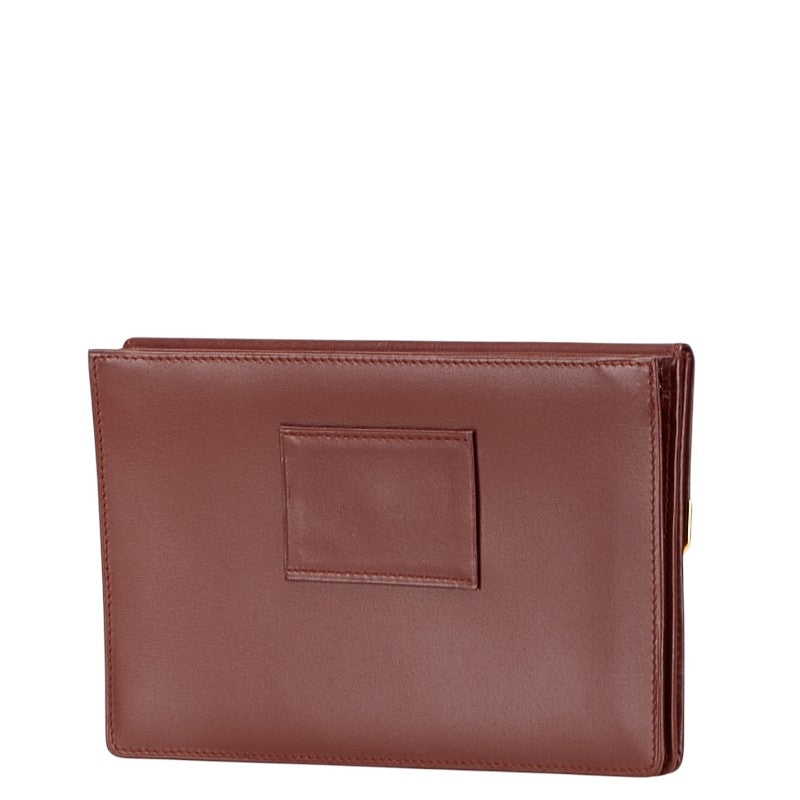 カルティエ マストライン ポーチ ワインレッド ボルドー レザー レディース CARTIER 【中古】