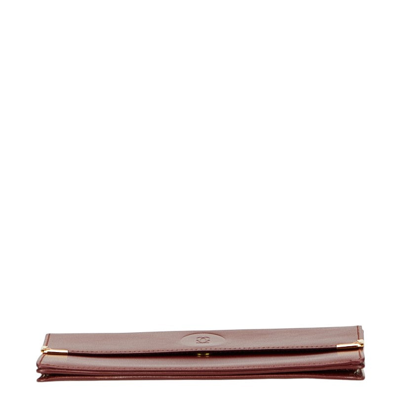 カルティエ マストライン ポーチ ワインレッド ボルドー レザー レディース CARTIER 【中古】