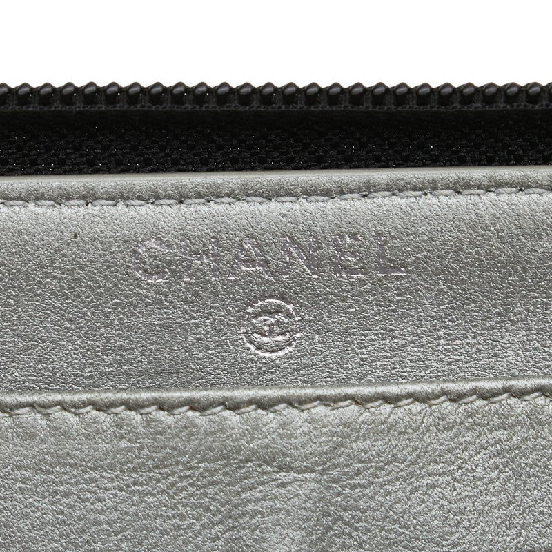 シャネル カメリア ココマーク 長財布 ラウンドファスナー ブラック ラムスキン レディース CHANEL 【中古】