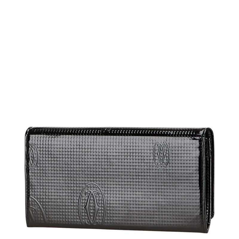 カルティエ ハッピーバースデー 長財布 ブラック エナメル レディース CARTIER 【中古】