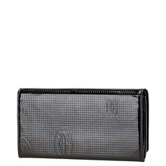 カルティエ ハッピーバースデー 長財布 ブラック エナメル レディース CARTIER 【中古】